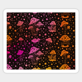 Mushroom Moon Pattern in Pink and Orange Magnet